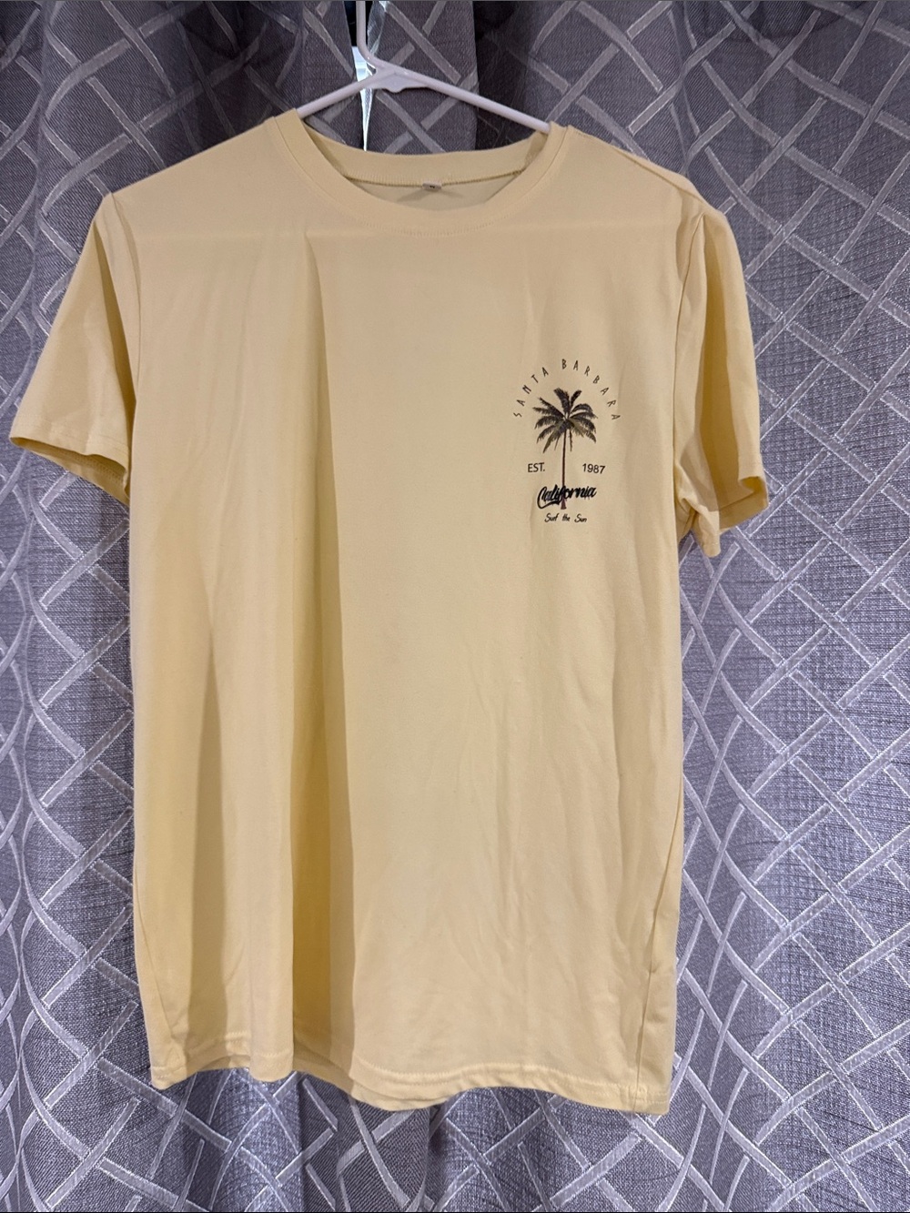 Pale Yellow Short Sleeve Palm Graphic Tee - California Design